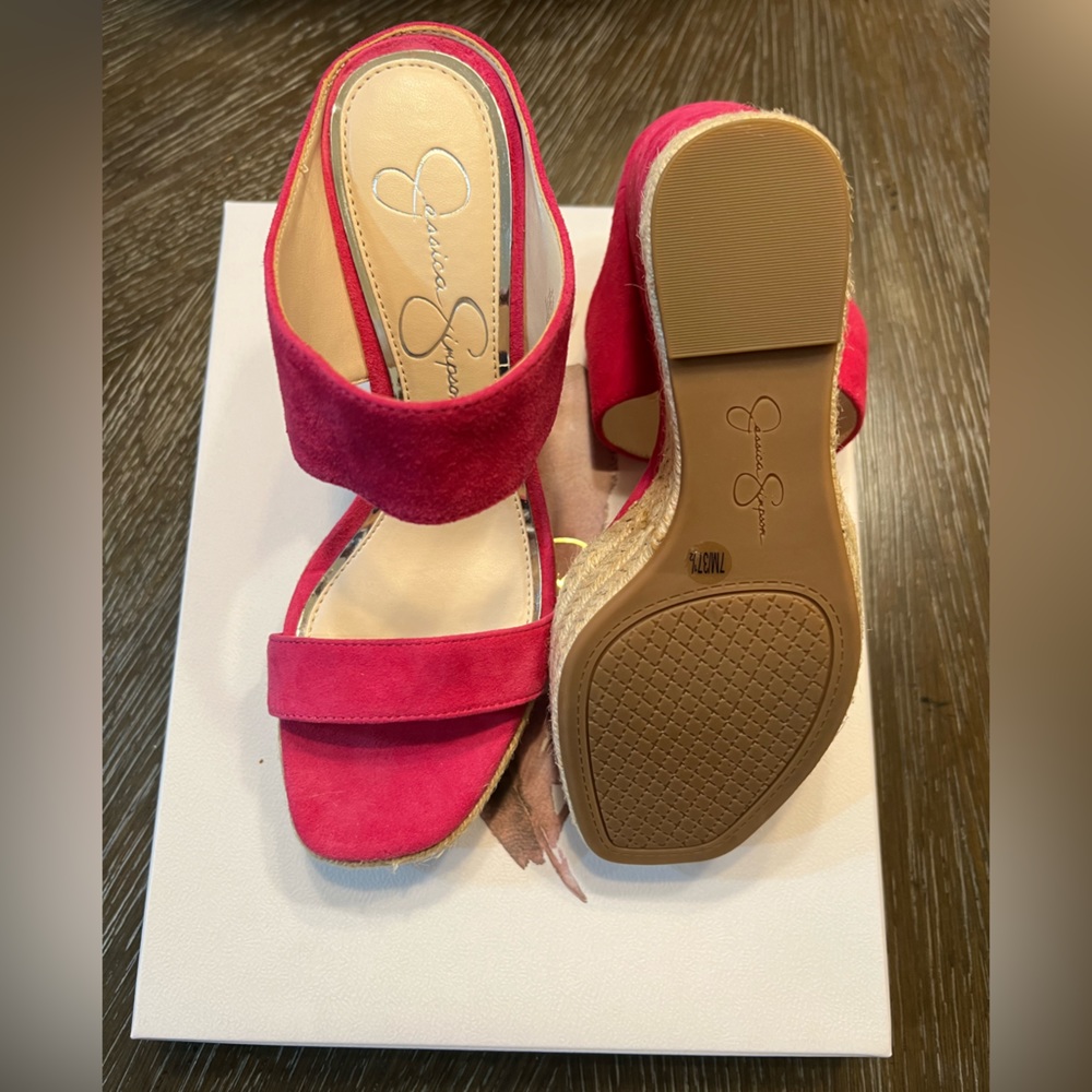 Jessica Simpson pink suede wedges size 7M - Picture 3 of 3